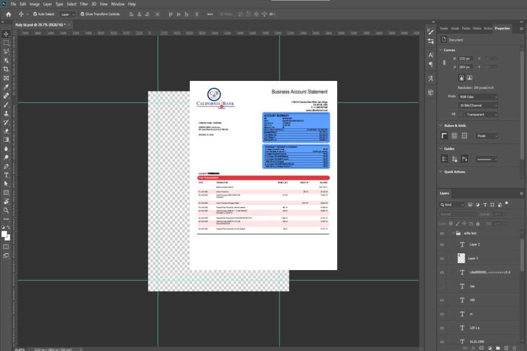 Modèle Word et PDF de relevé de compte courant de l'organisation California Bank & Trust template